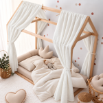 Set 2 Baldachine Voal dublu texturat pentru pat tip căsuță, Little Amy, Alb