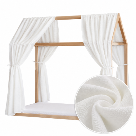 Set 2 Baldachine Voal dublu texturat pentru pat tip căsuță, Little Amy, Alb