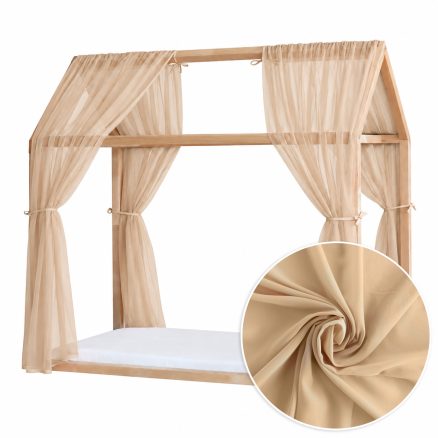 Set 2 Baldachine Voal fin pentru pat tip căsuță, Little Amy, Bej