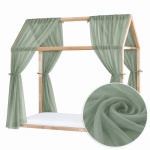 Set 2 Baldachine Voal transparent premium pentru pat tip căsuță, Little Amy, Verde Salvie